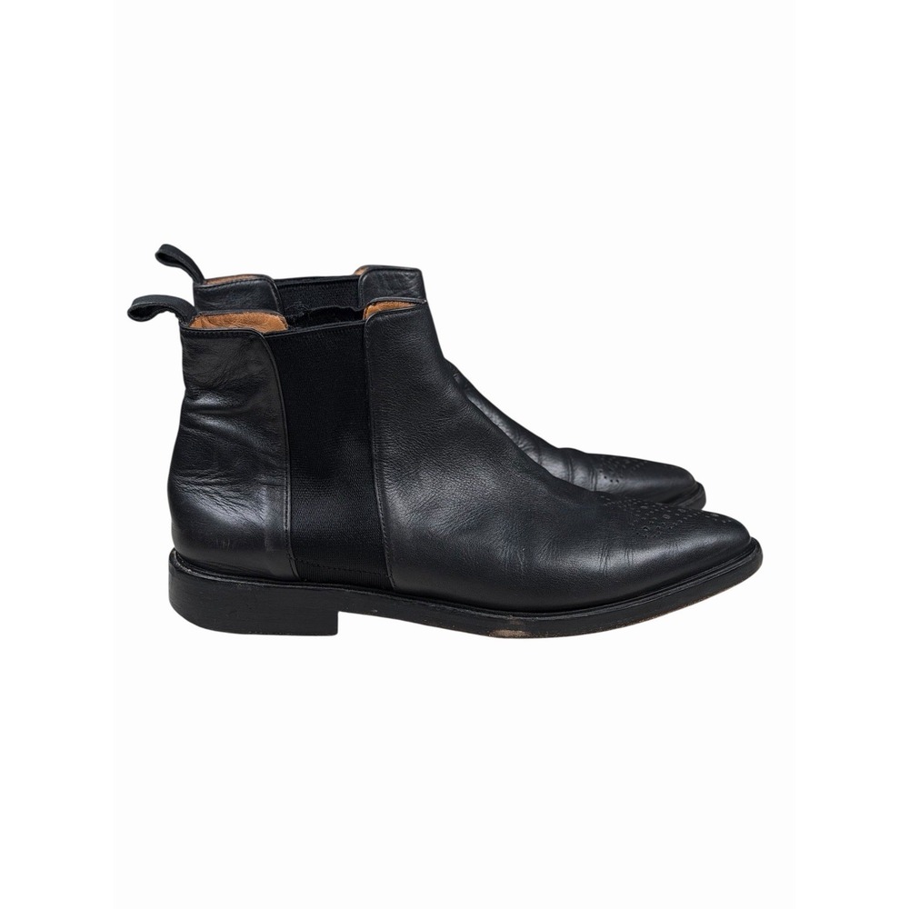 Pomme D'or Women's Black Leather Almond Toe Chelsea Boots Sz 37.5, Made In Italy